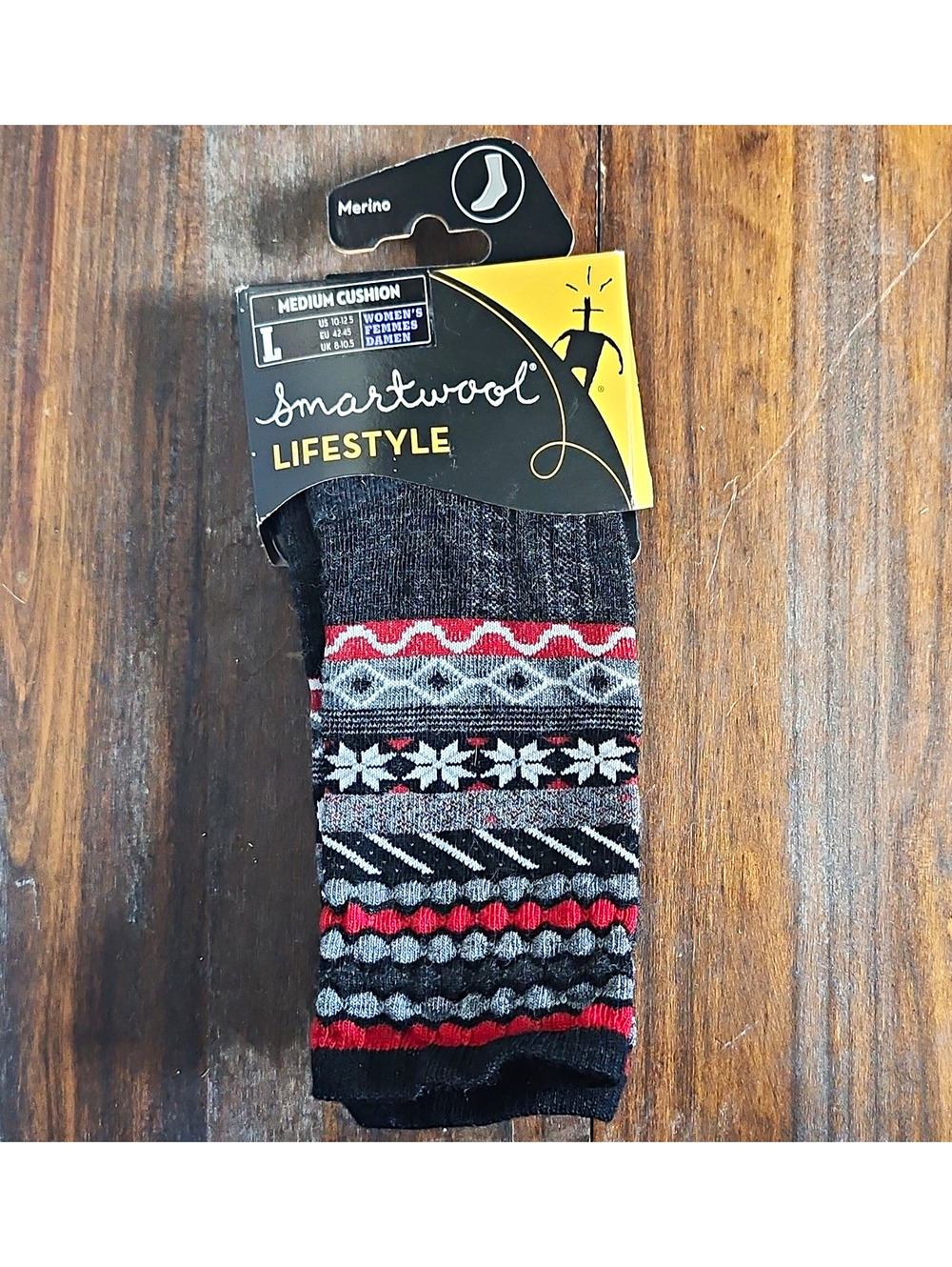 Smartwool Women’s Merino Wool Cushioned Crew Socks L Fair Isle Snowflake